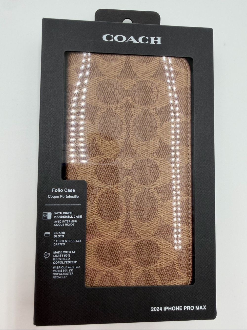NIB Coach signature canvas folio case designed for the iPhone 16 Pro Max